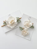 Rose Posy Hair Bloom Pigtail Set - White Boho Theme