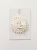White Boho Theme Birthday Badge