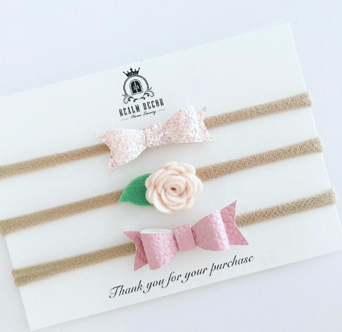 Mini Bows and Blooms Set - Pink
