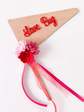 Love Bug - Valentines Wooden Red Acrylic Font Flag