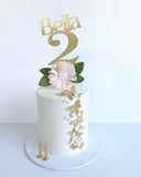 Floral Cake Topper & Hair Bloom Set (Custom Name with Number)