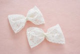 ‘White Lace’ Bow - Headband or Clip