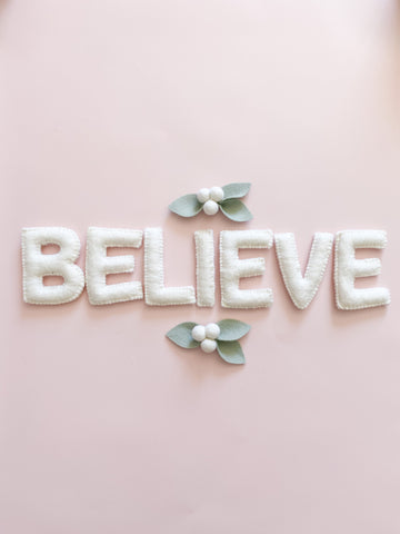 ‘Believe’ - WHITE Festive Garland