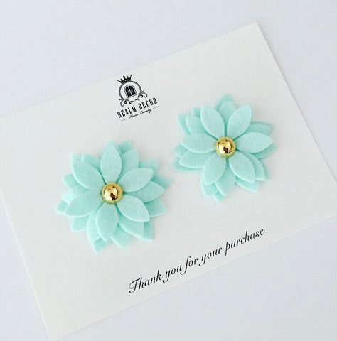 Miss Daisy Pigtail Clip Set - Mint Blue