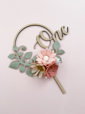 ONE to TEN Number Round Cake Topper - Dusty Rose Theme