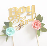 ‘Gender Reveal’ Floral Cake Topper