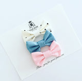 'Sweetie' Bow Set - Denim, Pink & Polka Dots