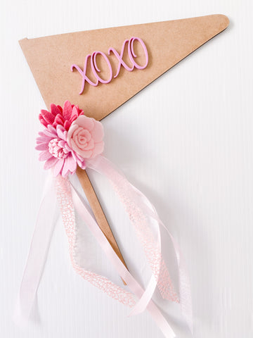 XOXO - Valentines Wooden Pink Acrylic Font Flag
