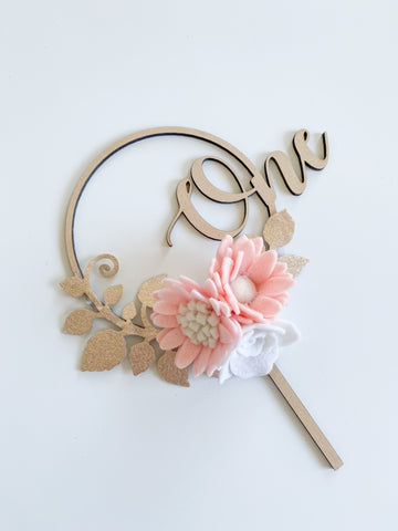 ONE to TEN Number Round Cake Topper -   Pink Champagne Theme