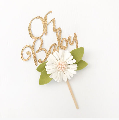 ‘Oh Baby’ Floral Cake Topper