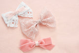 ‘Dusty Pink Lace’ Bow - Headband or Clip
