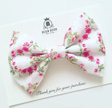 'Lolly' Big Fabric Bow - Bright Pink Floral