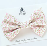 'Lolly' Big Fabric Bow - Pink Roses Floral