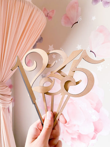 Number Cake Topper - Pink Champagne