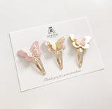 Trio of Butterfly Bling Hair Clips