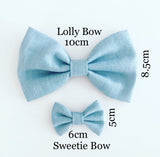 'Lolly' Big Fabric Bow - Beige with White Polka Dots