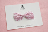 ‘Pink Glitter Lace’ Bow - Headband or Clip